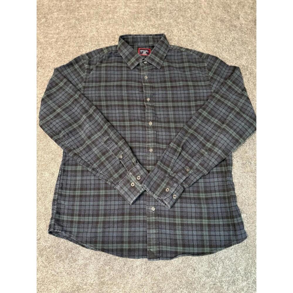 UNTUCKit Shirt Large Button Up Button Up Flannel Plaid Slim Fit Green 100%Cotton